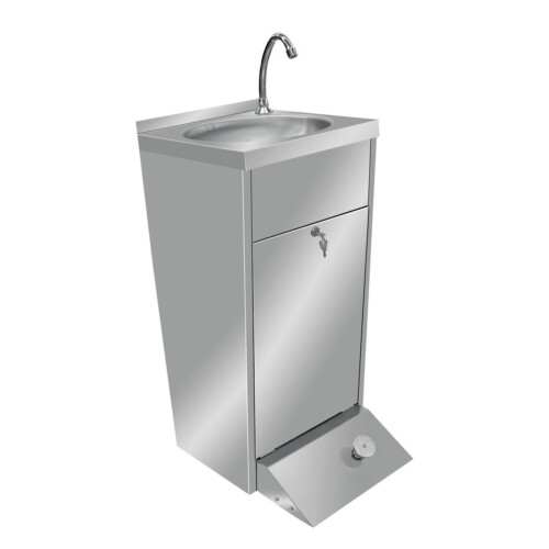 Handwaschbecken mit Unterschrank und Fußpedal